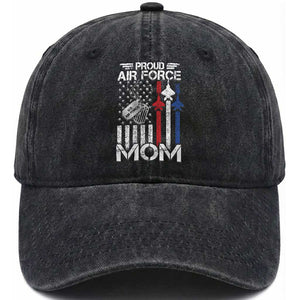 Proud Air Force Mom Washed Cotton Baseball Cap Military Army Mama Vintage American Flag TS11 Print Your Wear