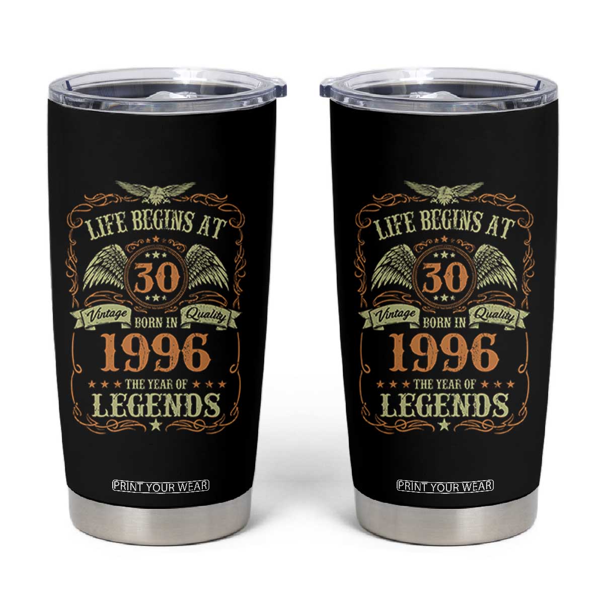 30th Birthday Tumbler Cup Life Begins At 30 Born In 1996 The Year Of Legends TS11 Black Print Your Wear