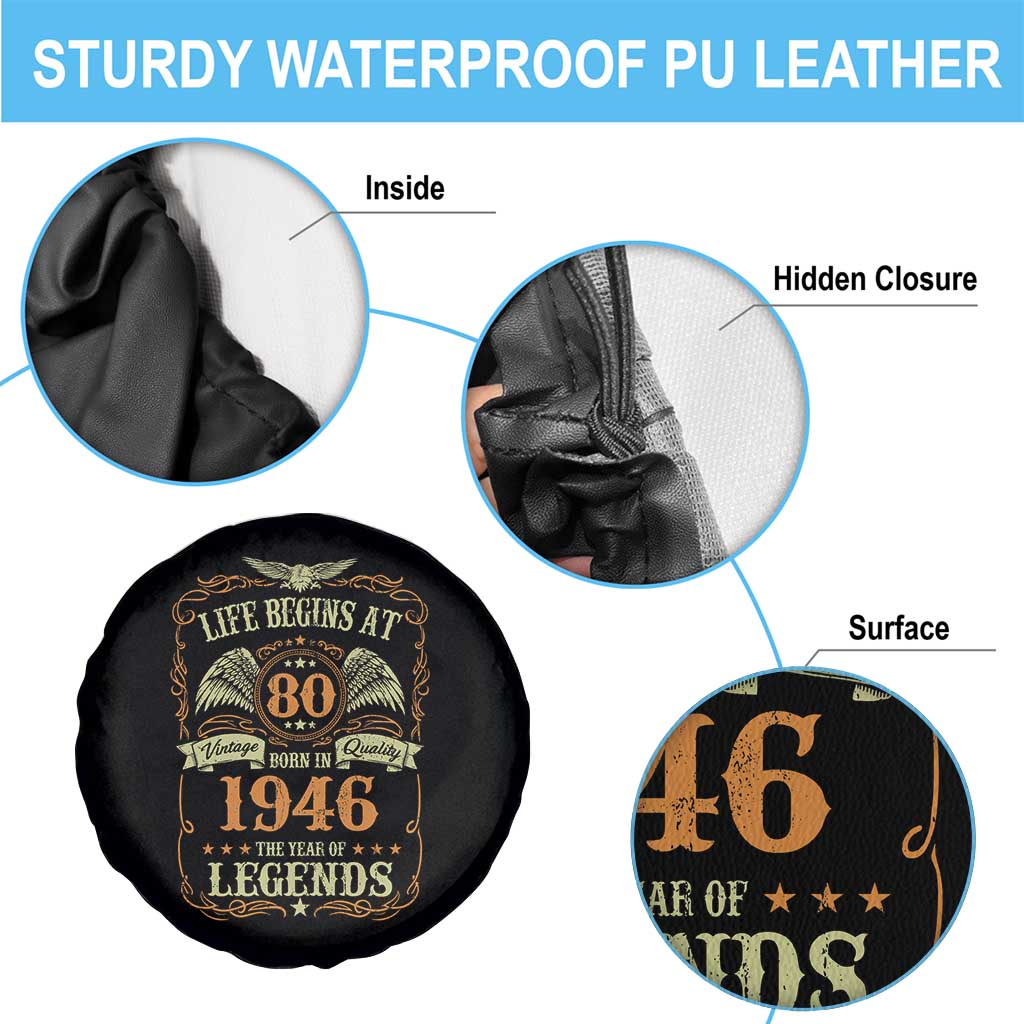 80th Birthday Spare Tire Cover Life Begins At 80 Born In 1946 The Year Of Legends TS11 Print Your Wear
