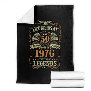 50th Birthday Throw Blanket Life Begins At 50 Born In 1976 The Year Of Legends TS11 Black Print Your Wear