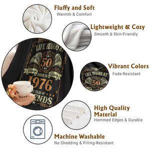50th Birthday Throw Blanket Life Begins At 50 Born In 1976 The Year Of Legends TS11 Print Your Wear