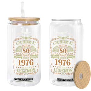50th Birthday Glass Can Life Begins At 50 Born In 1976 The Year Of Legends TS11 Print Your Wear