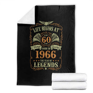 60th Birthday Throw Blanket Life Begins At 60 Born In 1966 The Year Of Legends TS11 Black Print Your Wear