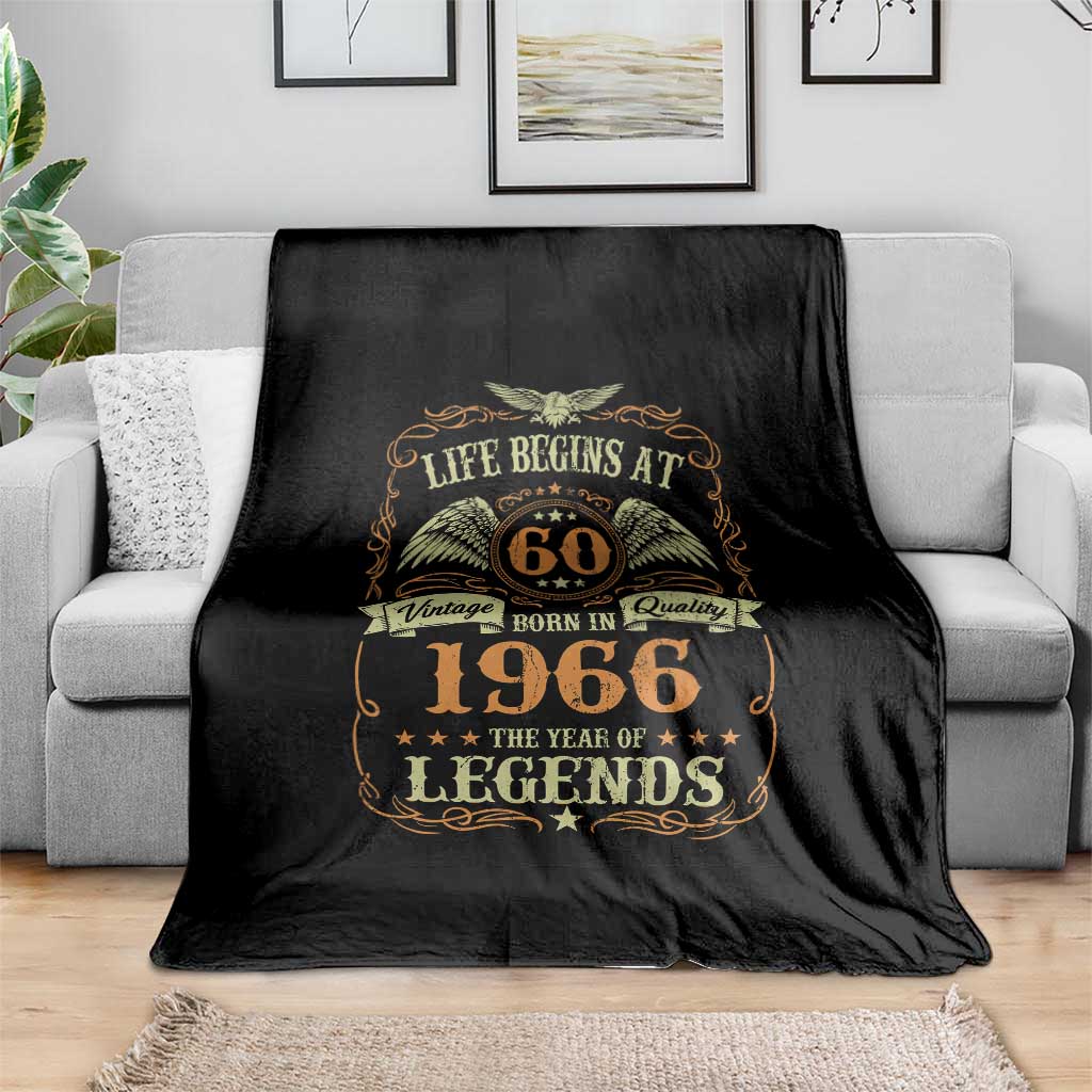 60th Birthday Throw Blanket Life Begins At 60 Born In 1966 The Year Of Legends TS11 Print Your Wear
