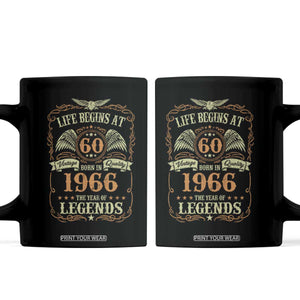 60th Birthday Coffee Mug Life Begins At 60 Born In 1966 The Year Of Legends TS11 Black Print Your Wear