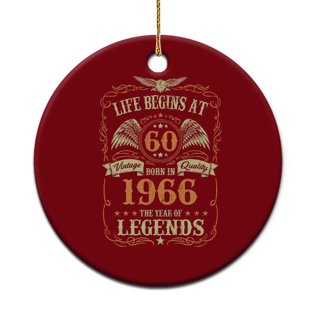 60th Birthday Ceramic Ornament Life Begins At 60 Born In 1966 The Year Of Legends TS11 1pc Red Print Your Wear