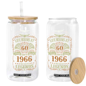 60th Birthday Glass Can Life Begins At 60 Born In 1966 The Year Of Legends TS11 Print Your Wear