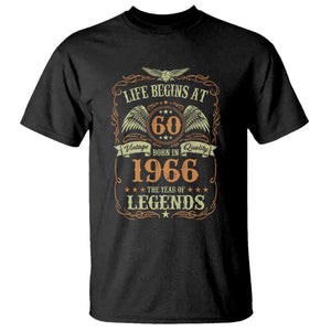 60th Birthday T Shirt Life Begins At 60 Born In 1966 The Year Of Legends TS11 Black Print Your Wear
