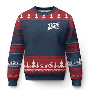 Promoted To Dad Again Ugly Christmas Sweater Funny Daddy Again Pregnancy Announcement TS11 Navy Red Print Your Wear