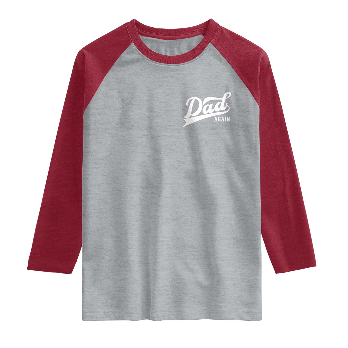 Promoted To Dad Again Raglan Shirt Funny Daddy Again Pregnancy Announcement TS11 Heather Gray Heather Red Print Your Wear
