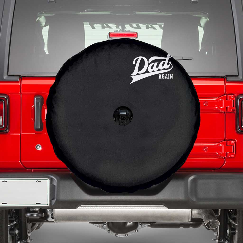 Promoted To Dad Again Spare Tire Cover Funny Daddy Again Pregnancy Announcement TS11 Black Print Your Wear
