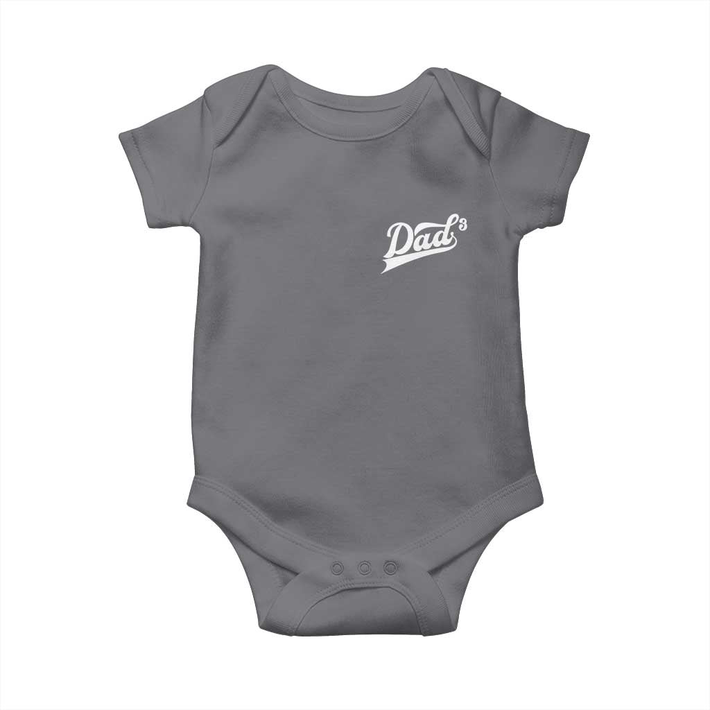 Dad Of Three Baby Onesie Funny Daddy Cubed Promoted for The Third Time TS11 Charcoal Print Your Wear
