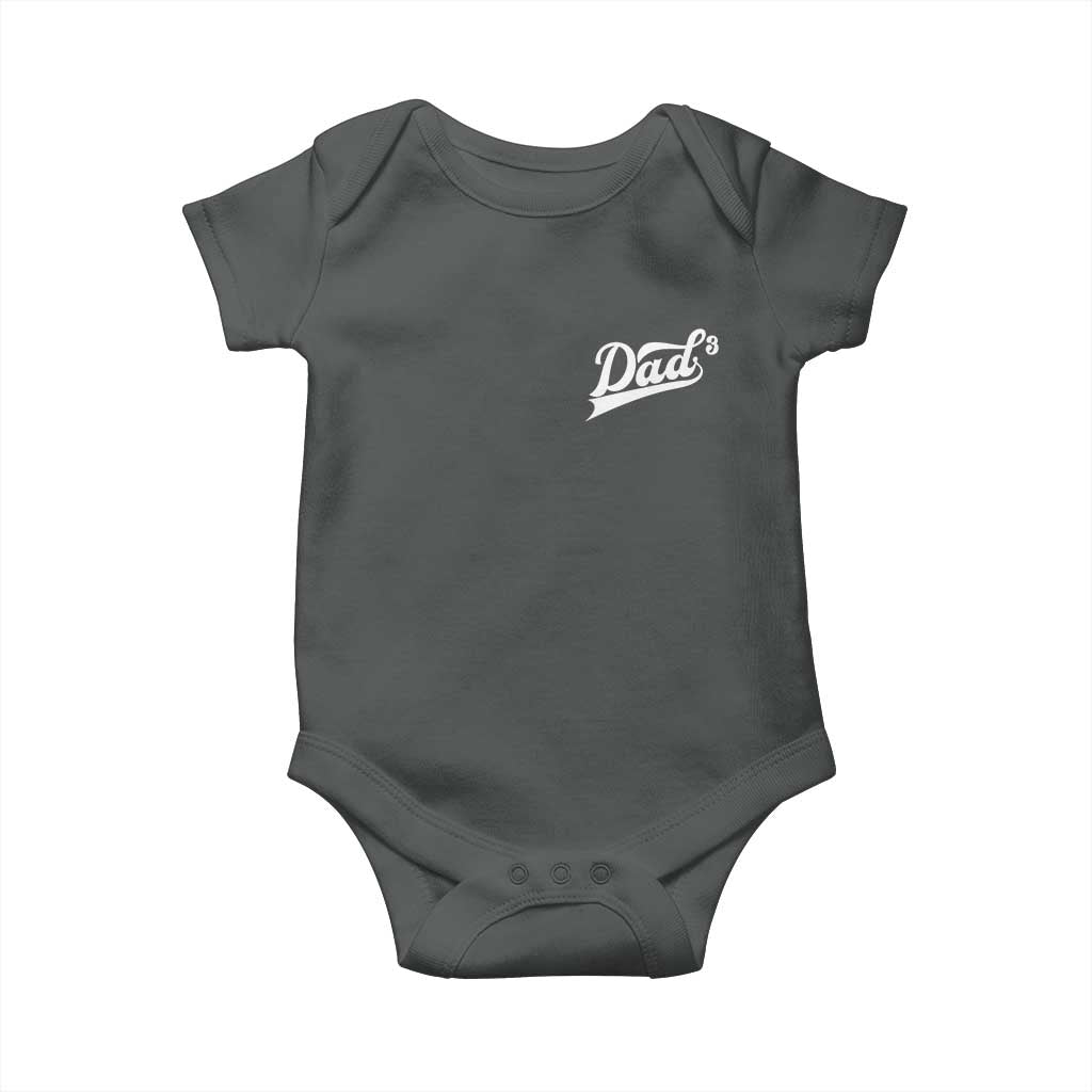 Dad Of Three Baby Onesie Funny Daddy Cubed Promoted for The Third Time TS11 Dark Heather Print Your Wear