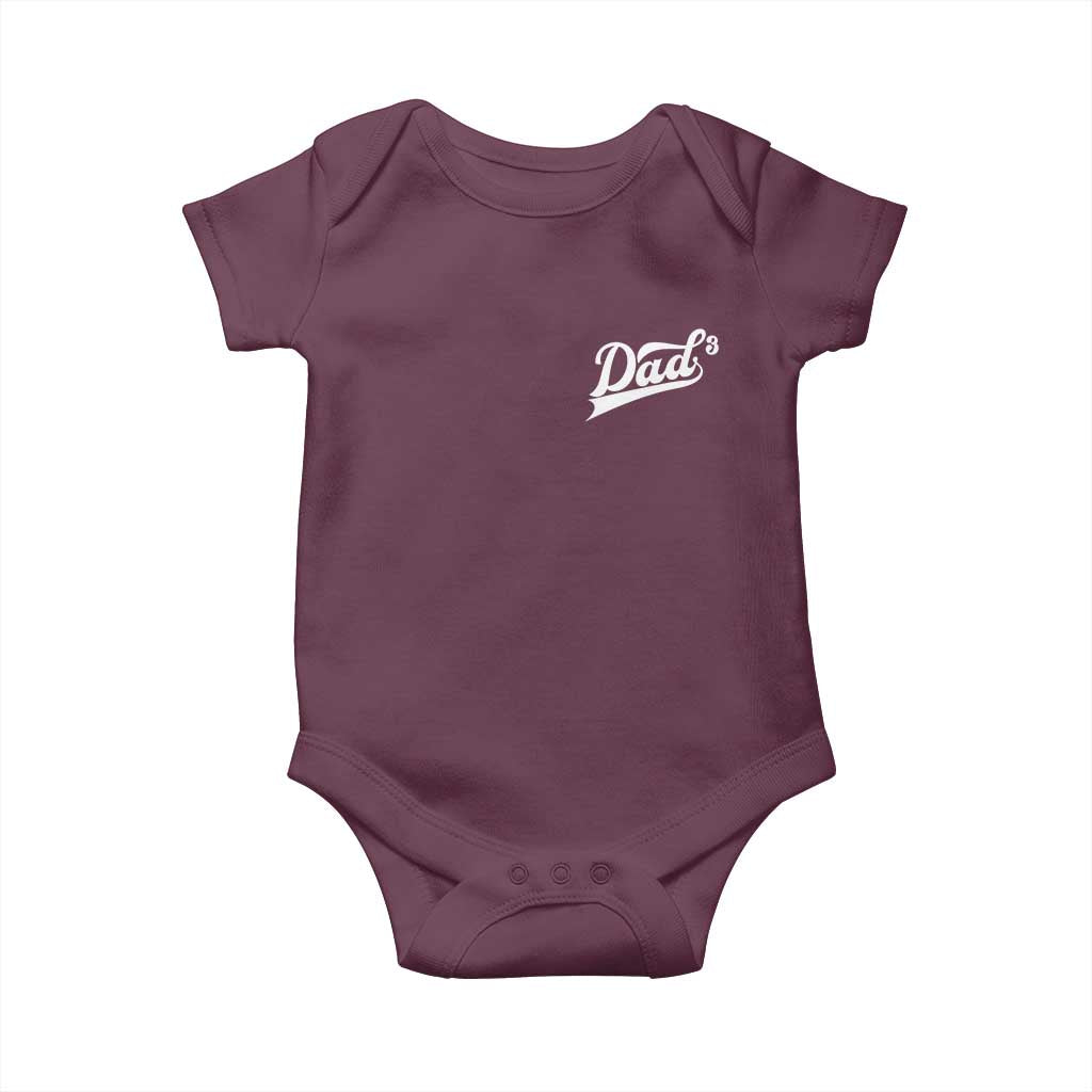 Dad Of Three Baby Onesie Funny Daddy Cubed Promoted for The Third Time TS11 Maroon Print Your Wear