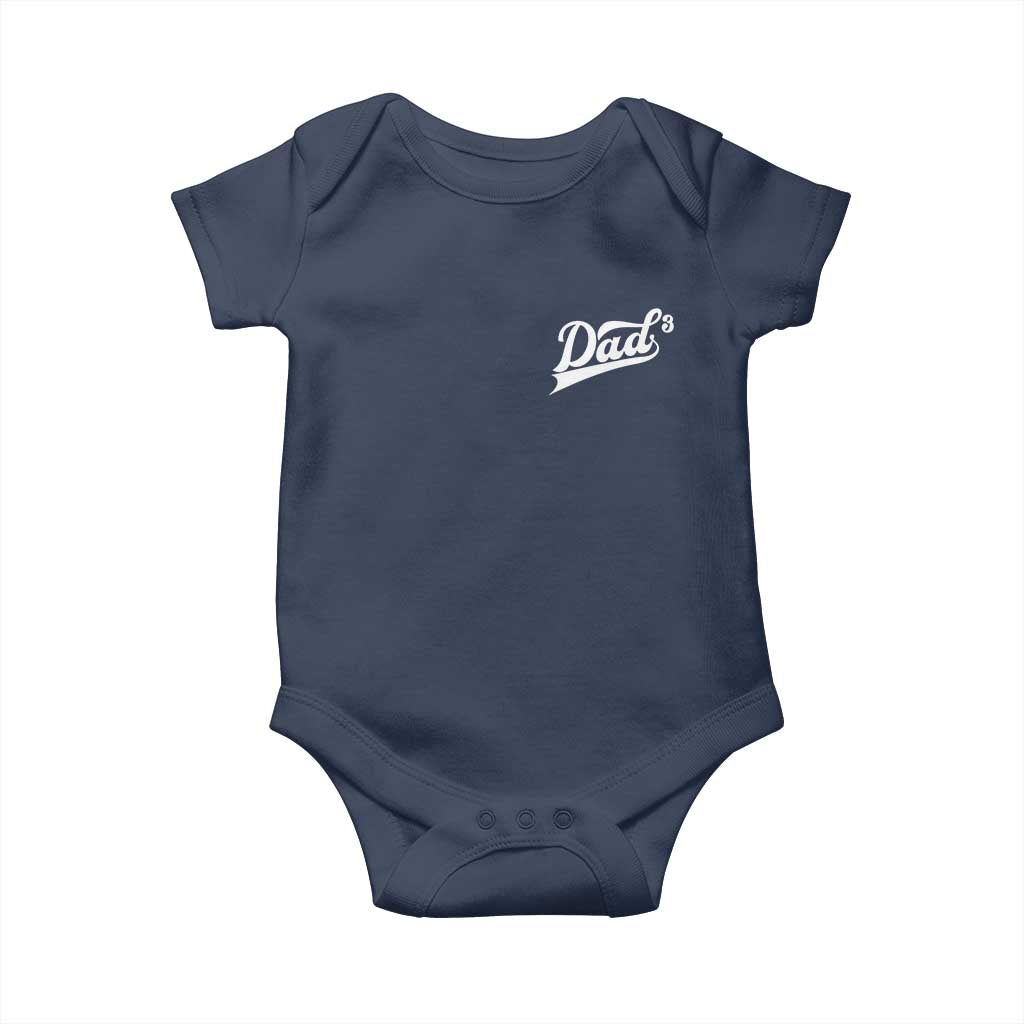 Dad Of Three Baby Onesie Funny Daddy Cubed Promoted for The Third Time TS11 Navy Print Your Wear