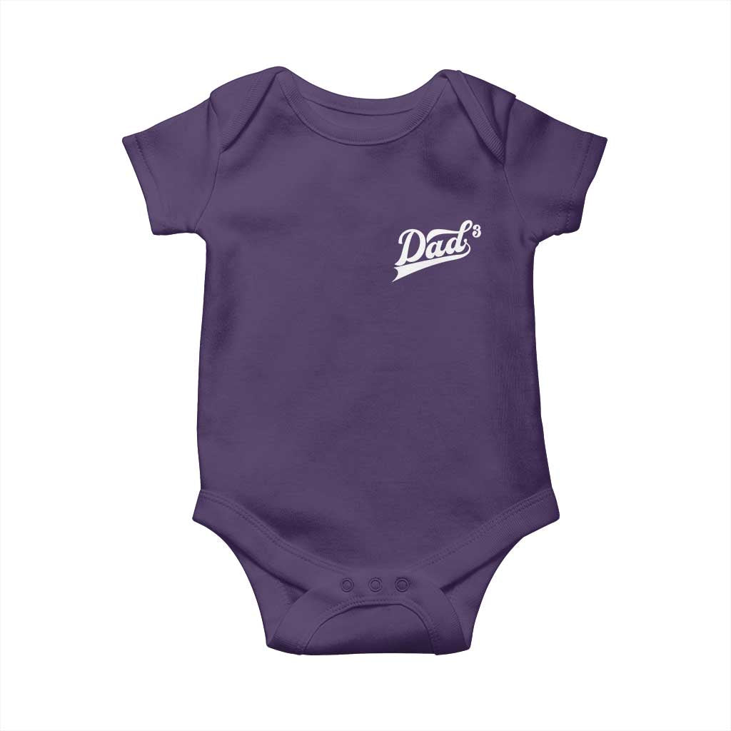 Dad Of Three Baby Onesie Funny Daddy Cubed Promoted for The Third Time TS11 Purple Print Your Wear