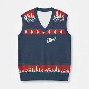 Dad Of Three V-Neck Knit Sweater Vest Funny Daddy Cubed Promoted for The Third Time TS11 Navy Red Print Your Wear