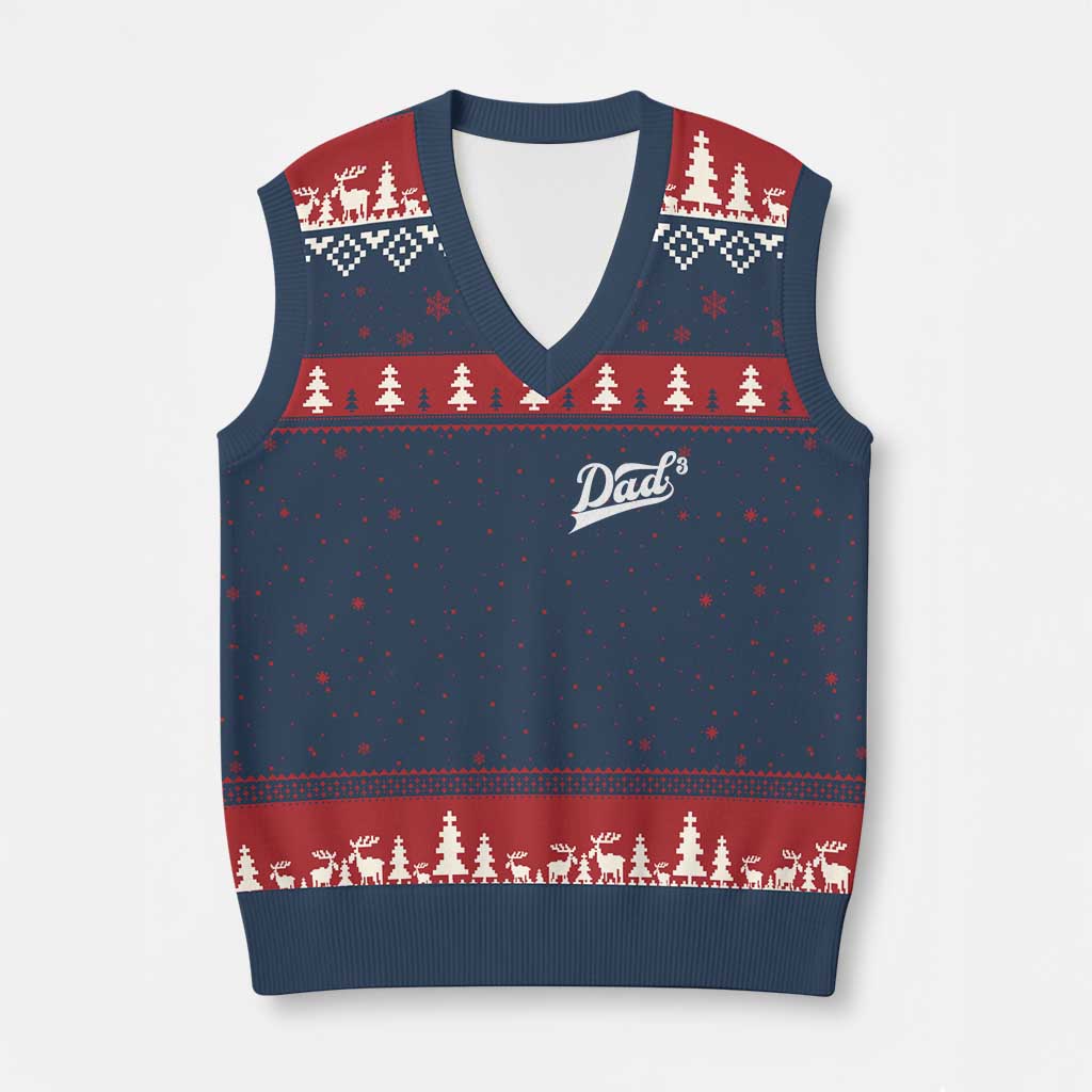 Dad Of Three V-Neck Knit Sweater Vest Funny Daddy Cubed Promoted for The Third Time TS11 Navy Red Print Your Wear