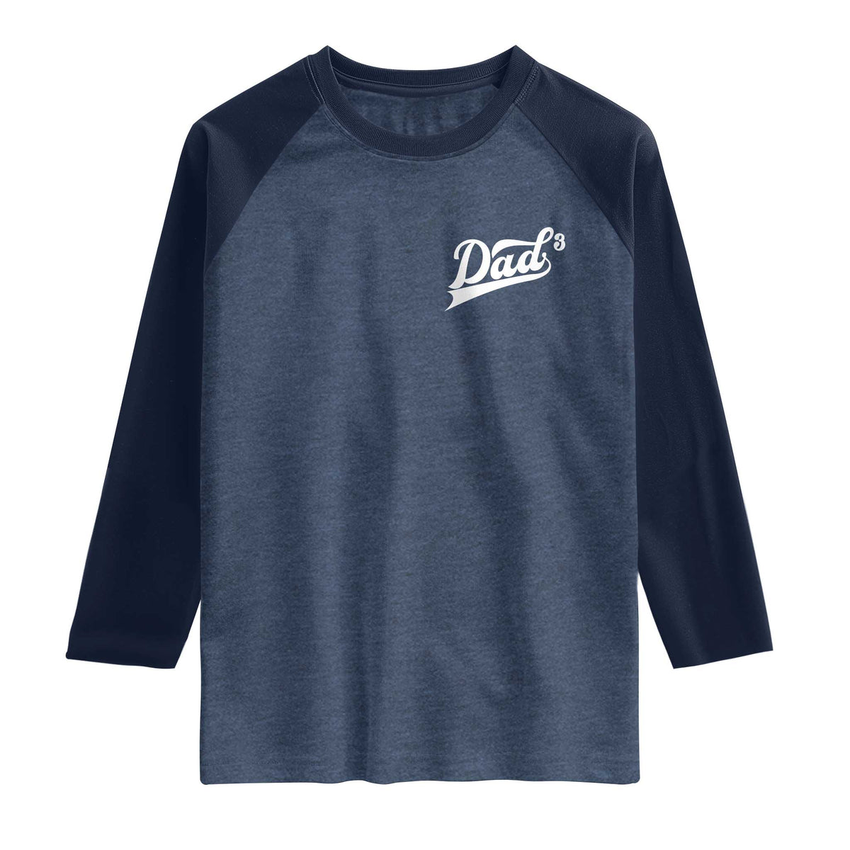 Dad Of Three Raglan Shirt Funny Daddy Cubed Promoted for The Third Time TS11 Heather Denim Navy Print Your Wear