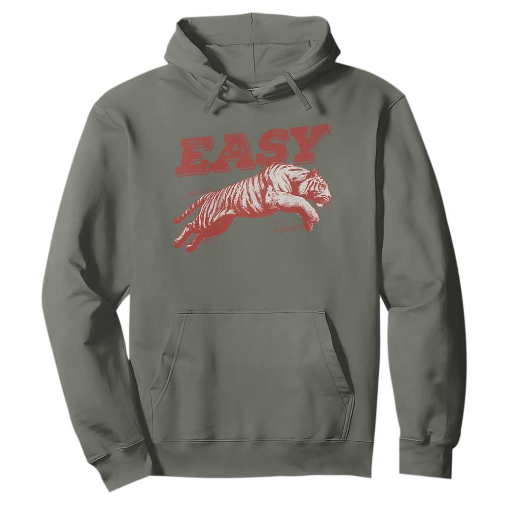 Easy Tiger Hoodie Vintage Distressed Tiger Trendy Grunge Indie Boho TS11 Military Green Print Your Wear