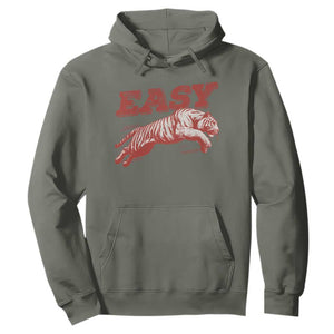 Easy Tiger Hoodie Vintage Distressed Tiger Trendy Grunge Indie Boho TS11 Military Green Print Your Wear
