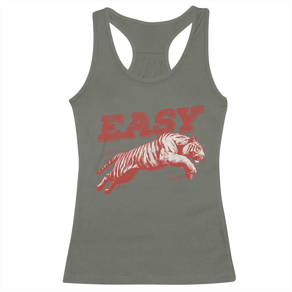 Easy Tiger Racerback Tank Top Vintage Distressed Tiger Trendy Grunge Indie Boho TS11 Military Green Print Your Wear