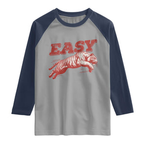 Easy Tiger Raglan Shirt Vintage Distressed Tiger Trendy Grunge Indie Boho TS11 Sport Gray Navy Print Your Wear