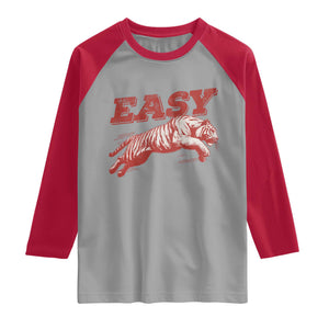 Easy Tiger Raglan Shirt Vintage Distressed Tiger Trendy Grunge Indie Boho TS11 Sport Gray Red Print Your Wear
