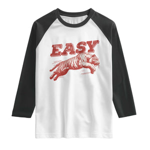 Easy Tiger Raglan Shirt Vintage Distressed Tiger Trendy Grunge Indie Boho TS11 White Black Print Your Wear