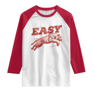 Easy Tiger Raglan Shirt Vintage Distressed Tiger Trendy Grunge Indie Boho TS11 White Red Print Your Wear