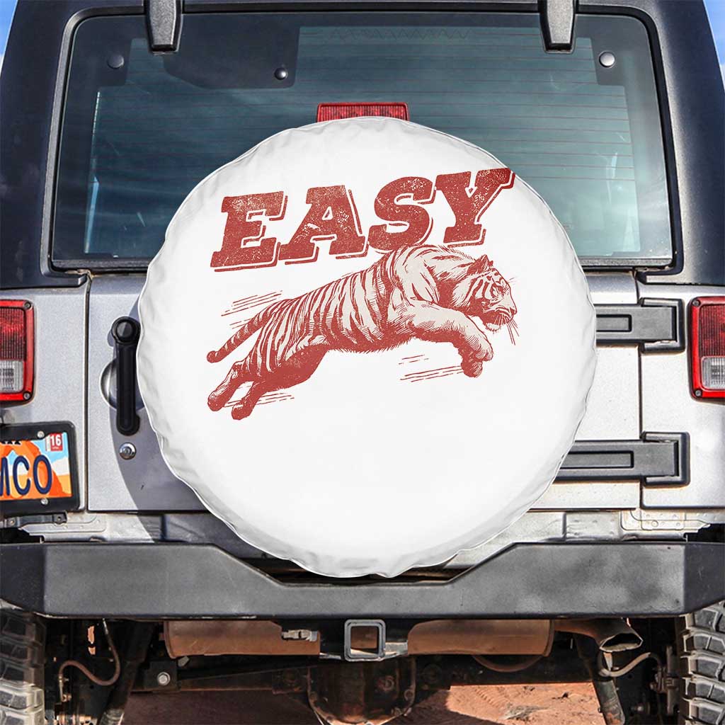 Easy Tiger Spare Tire Cover Vintage Distressed Tiger Trendy Grunge Indie Boho TS11 No hole White Print Your Wear
