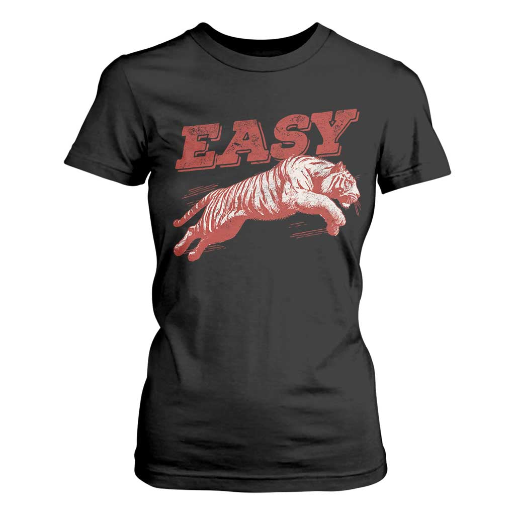 Easy Tiger T Shirt For Women Vintage Distressed Tiger Trendy Grunge Indie Boho TS11 Black Print Your Wear