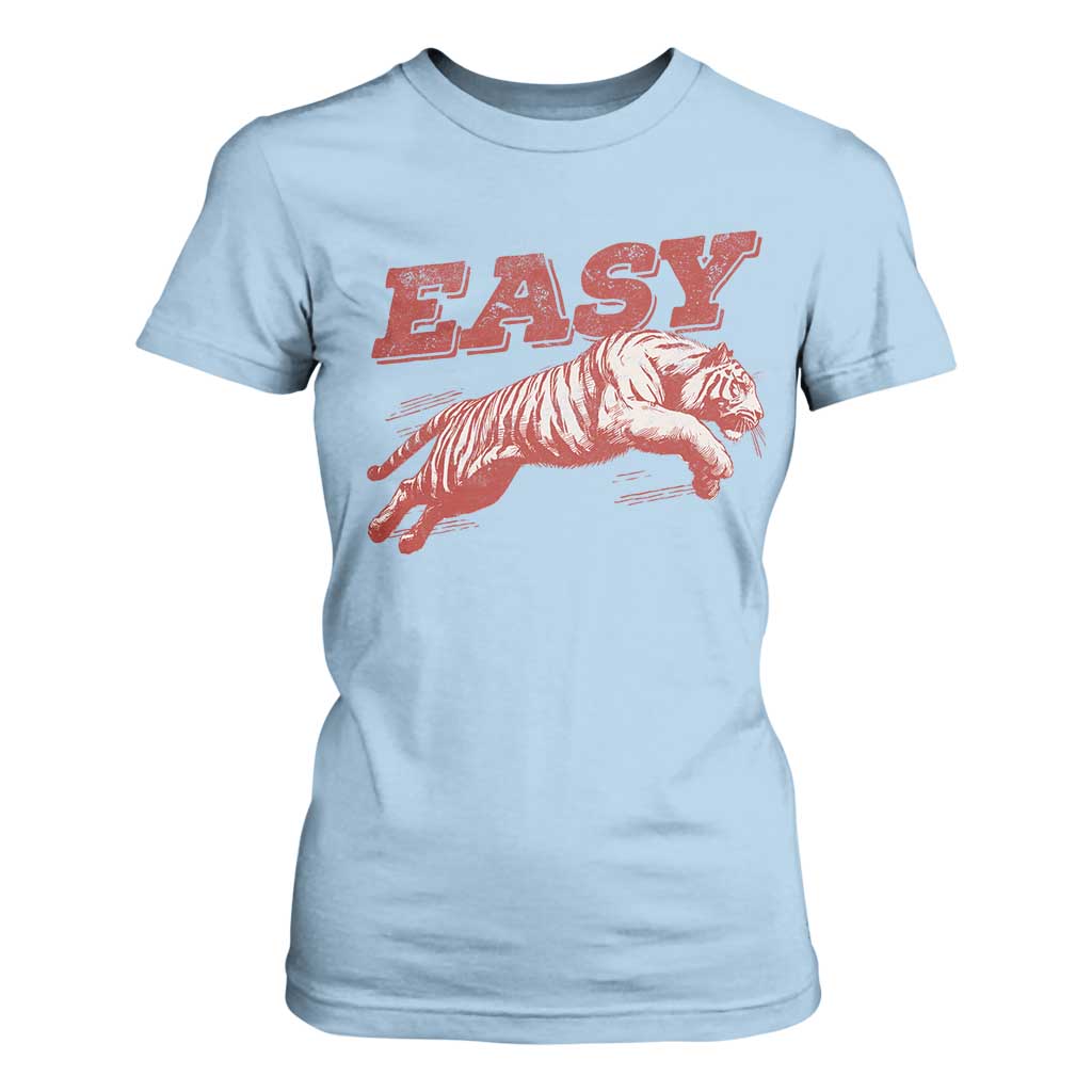 Easy Tiger T Shirt For Women Vintage Distressed Tiger Trendy Grunge Indie Boho TS11 Light Blue Print Your Wear