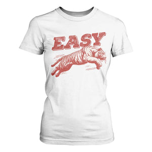 Easy Tiger T Shirt For Women Vintage Distressed Tiger Trendy Grunge Indie Boho TS11 White Print Your Wear