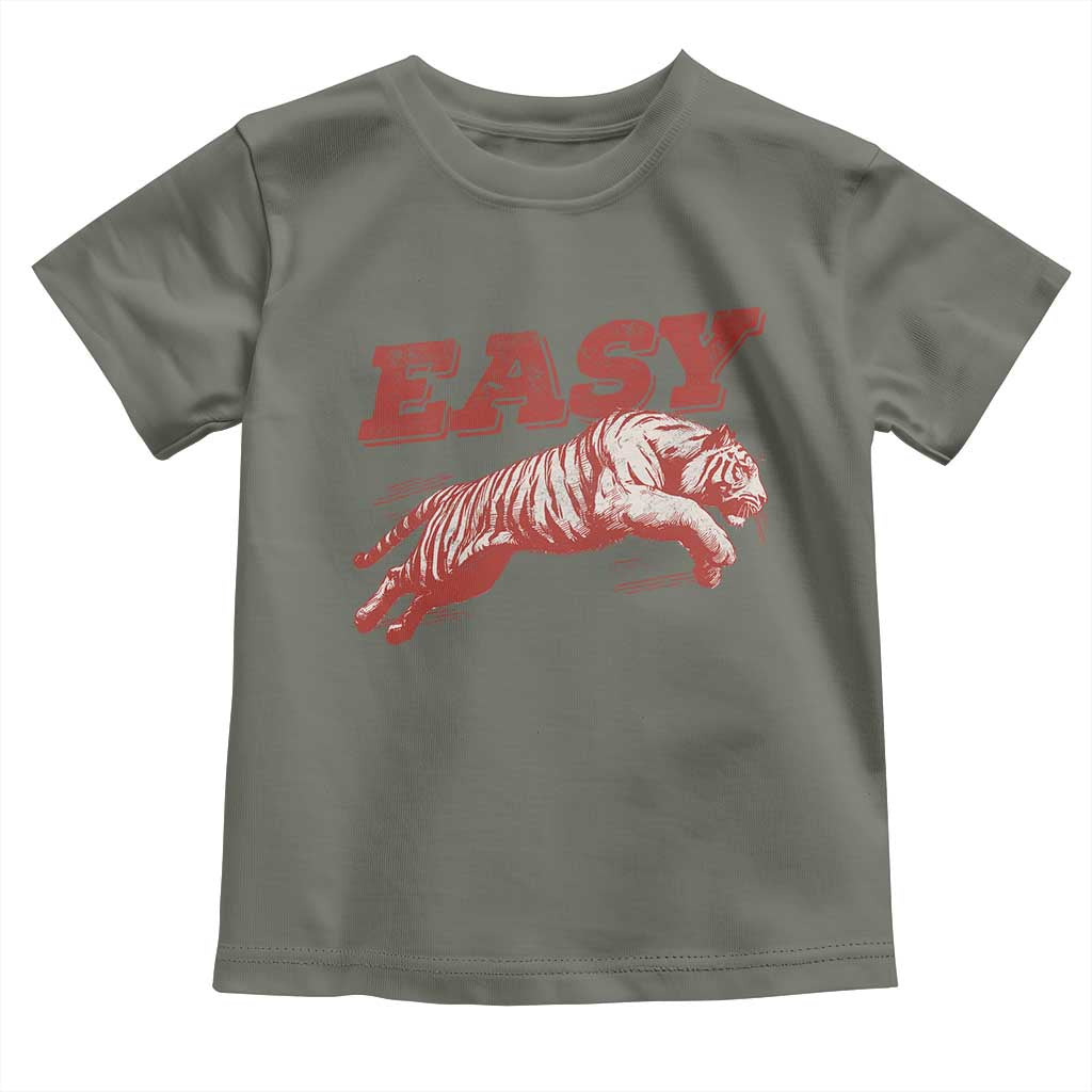 Easy Tiger Toddler T Shirt Vintage Distressed Tiger Trendy Grunge Indie Boho TS11 Military Green Print Your Wear