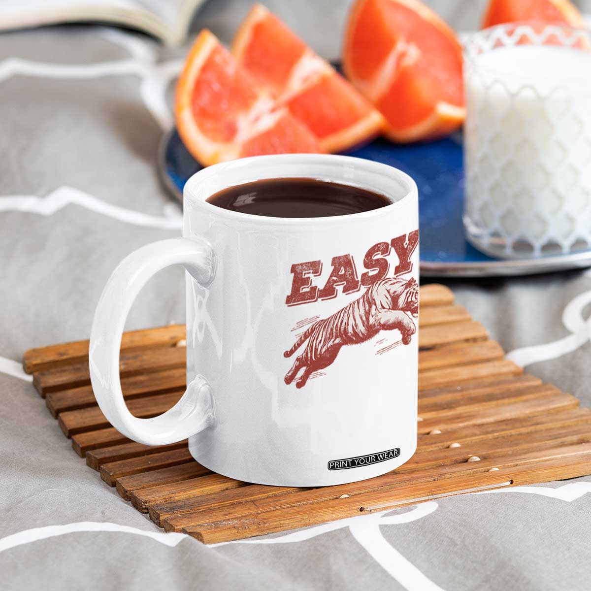 Easy Tiger Coffee Mug Vintage Distressed Tiger Trendy Grunge Indie Boho TS11 Print Your Wear