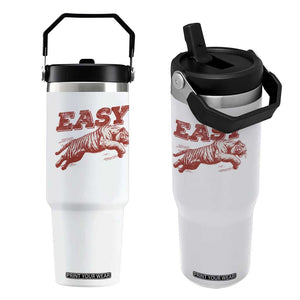Easy Tiger Flip Straw Tumbler Vintage Distressed Tiger Trendy Grunge Indie Boho TS11 One Size: 30 oz White Print Your Wear