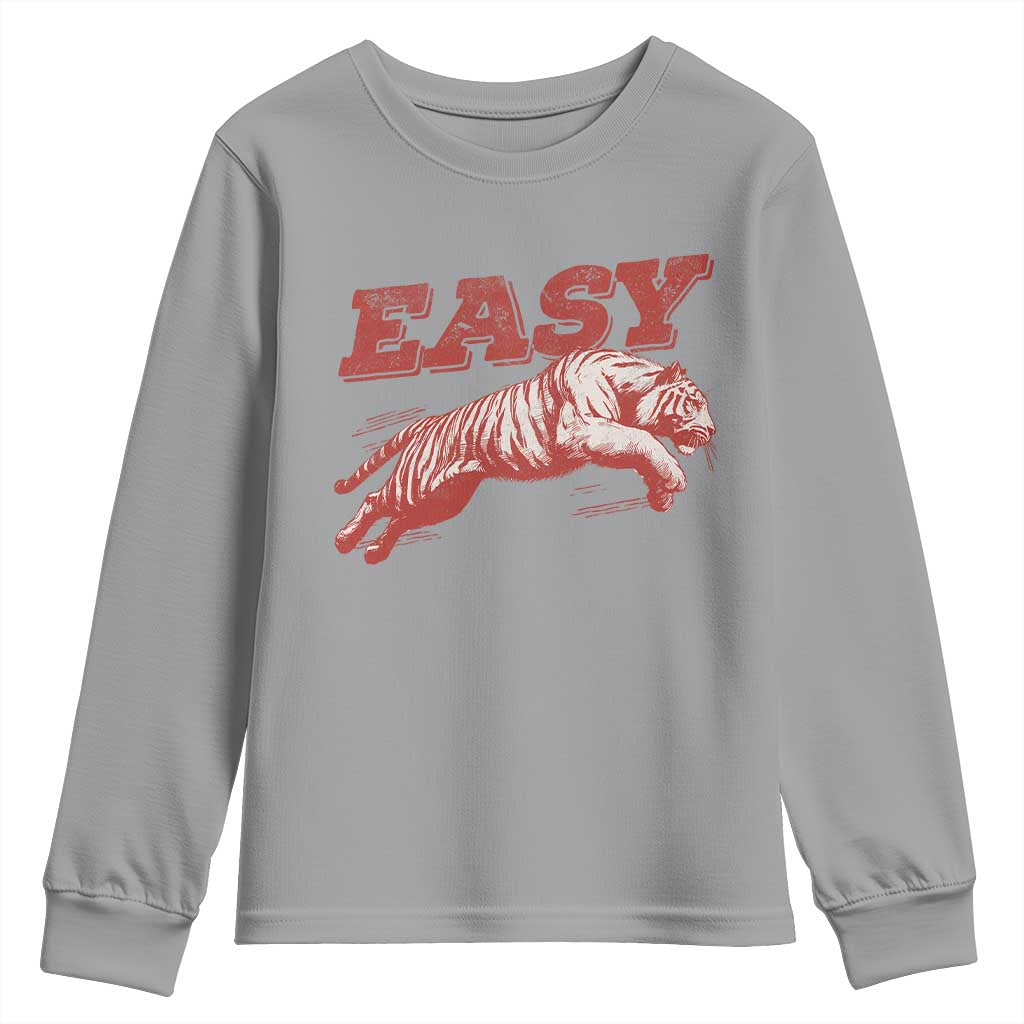 Easy Tiger Youth Sweatshirt Vintage Distressed Tiger Trendy Grunge Indie Boho TS11 Sport Gray Print Your Wear