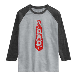 Dad Tie Star Music Lover Fathers Day Raglan Shirt TS11 Heather Gray Heather Charcoal Print Your Wear