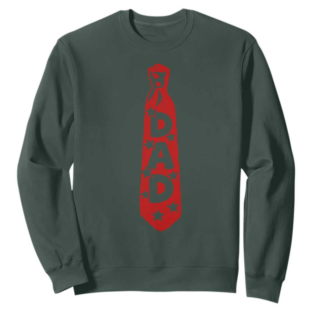 Dad Tie Star Music Lover Fathers Day Sweatshirt TS11 Dark Forest Green Print Your Wear