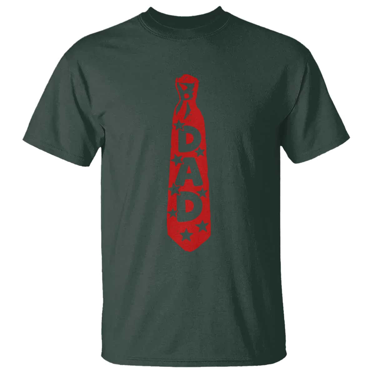 Dad Tie Star Music Lover Fathers Day T Shirt TS11 Dark Forest Green Print Your Wear