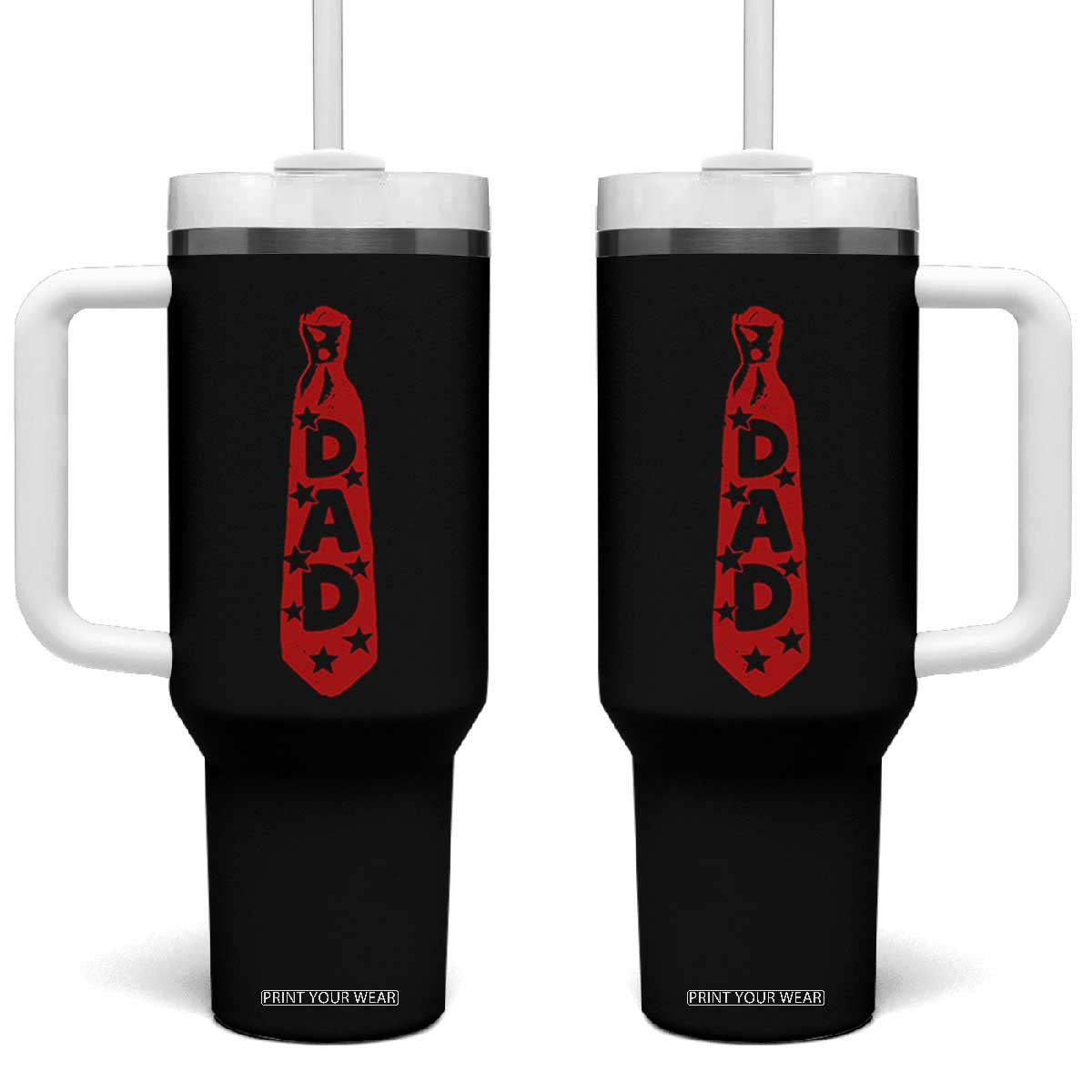 Dad Tie Star Music Lover Fathers Day Tumbler With Handle TS11 One Size: 40 oz Black Print Your Wear