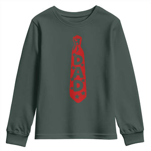 Dad Tie Star Music Lover Fathers Day Youth Sweatshirt TS11 Dark Forest Green Print Your Wear