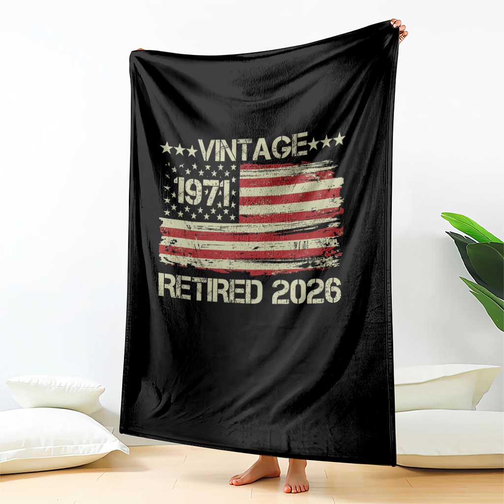 55th Birthday Retirement Throw Blanket Vintage 1971 Retired 2026 American Flag TS11 Print Your Wear