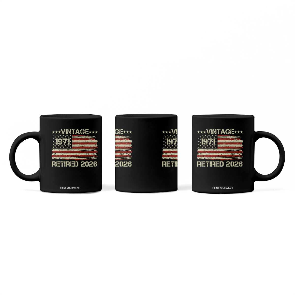 55th Birthday Retirement Coffee Mug Vintage 1971 Retired 2026 American Flag TS11 Print Your Wear