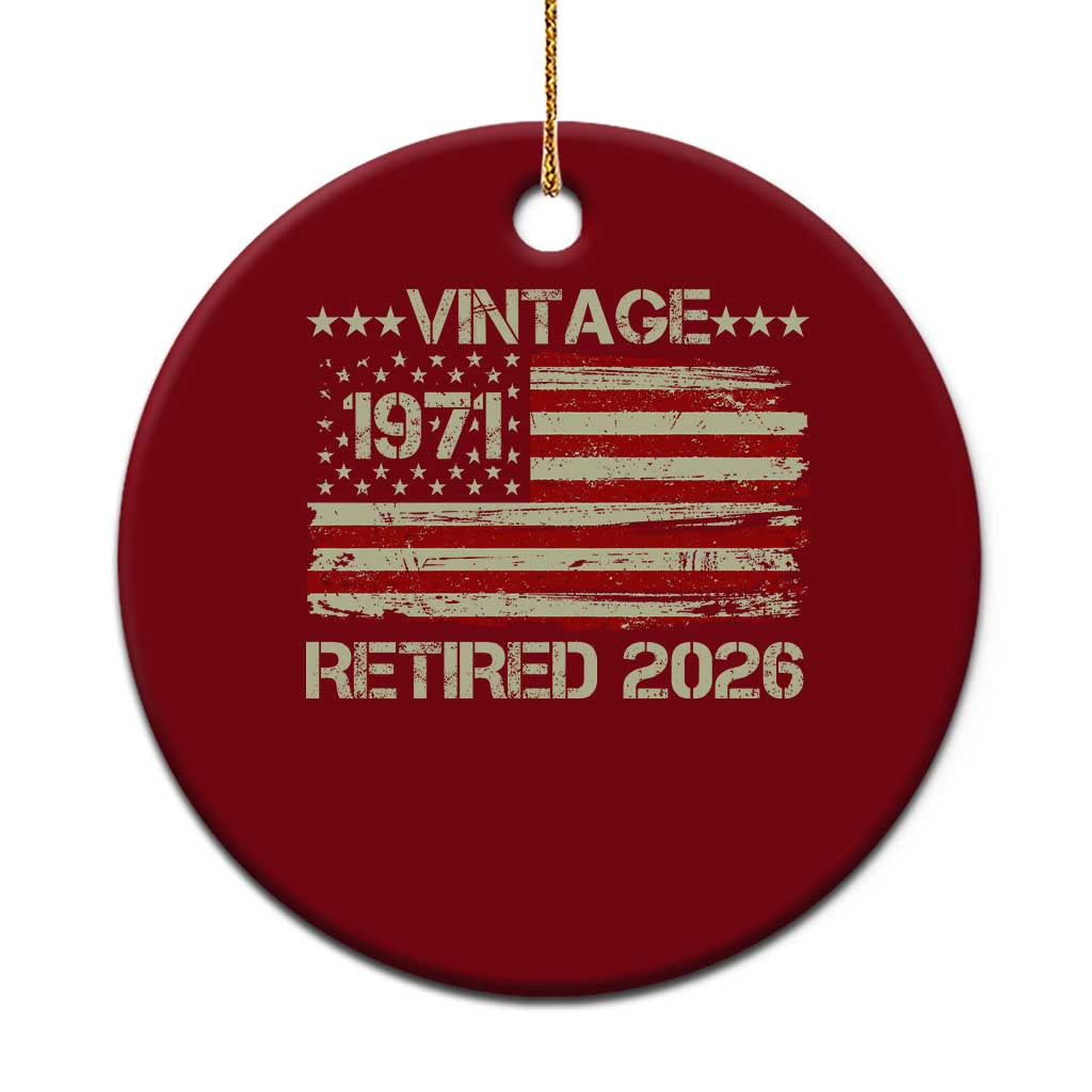 55th Birthday Retirement Ceramic Ornament Vintage 1971 Retired 2026 American Flag TS11 1pc Red Print Your Wear