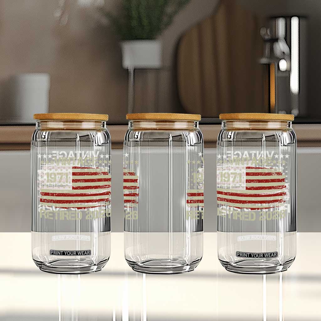 55th Birthday Retirement Glass Can Vintage 1971 Retired 2026 American Flag TS11 Print Your Wear
