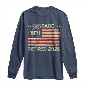 55th Birthday Retirement Long Sleeve Shirt Vintage 1971 Retired 2026 American Flag TS11 Navy Print Your Wear