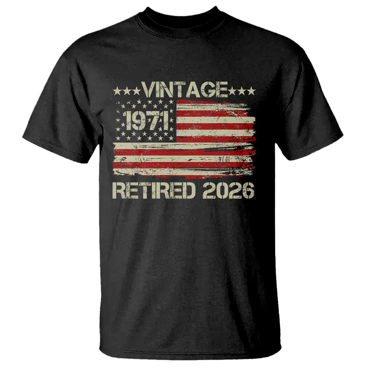 55th Birthday Retirement T Shirt Vintage 1971 Retired 2026 American Flag TS11 Black Print Your Wear