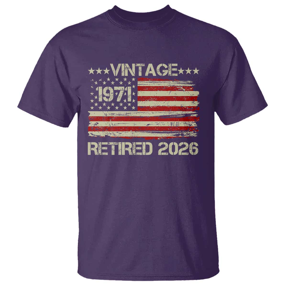 55th Birthday Retirement T Shirt Vintage 1971 Retired 2026 American Flag TS11 Purple Print Your Wear